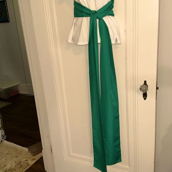 Vtg Very, very long kelly green thin polyester double layer scarf, sash or belt - Picture 2 of 7